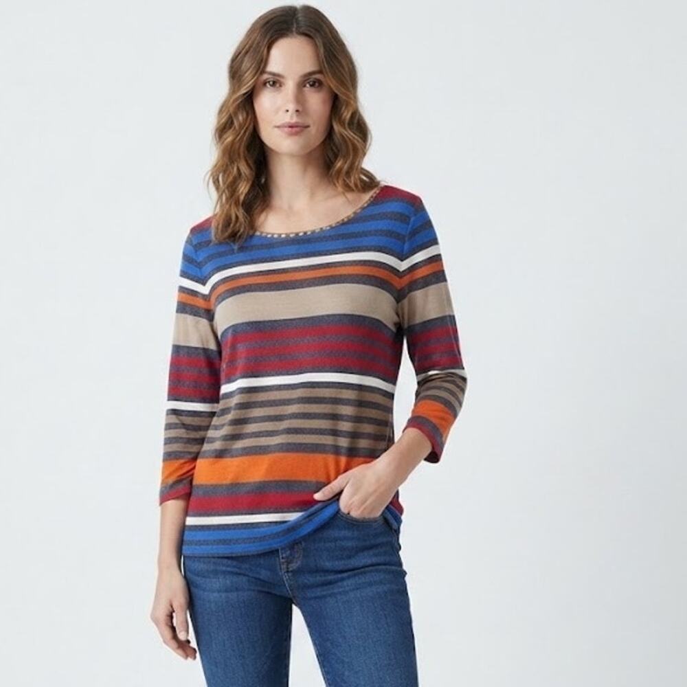 Ruby Rd. Striped Blouse Top Fall Colorful Casual Rayon Spandex Plus Size XL